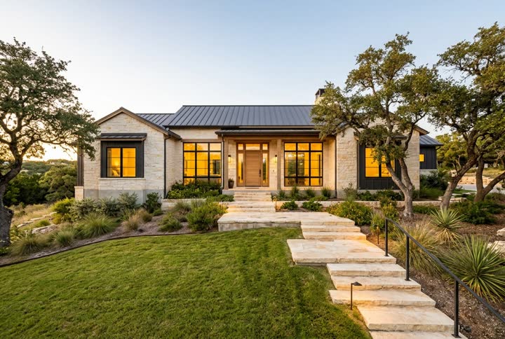 Front of the house at golden hour