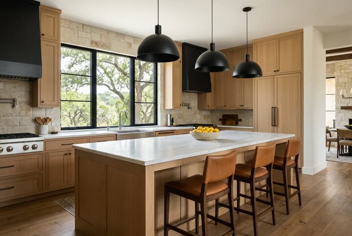 Kitchen with marble island